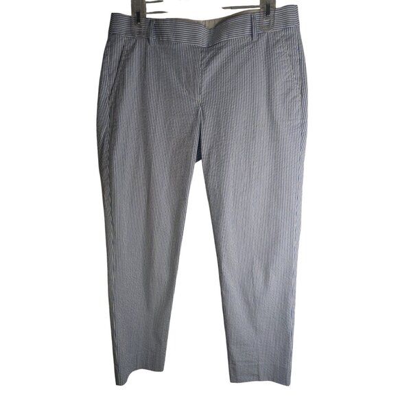 J.Crew Seersucker Pants Womens Sz 6  25" Inseam Cropped Coastal Chic Preppy - Picture 1 of 11